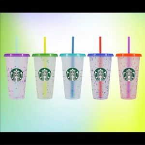 New in Box Starbucks confetti cold cup set